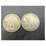 1929 S & 1929 D Walking Liberty Half Dollars