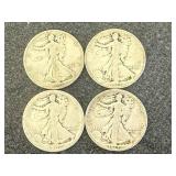 4 1917 Walking Liberty Half Dollars