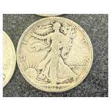 4 1917 Walking Liberty Half Dollars