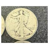 4 1917 Walking Liberty Half Dollars