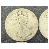 4 1917 Walking Liberty Half Dollars