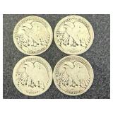 4 1917 Walking Liberty Half Dollars