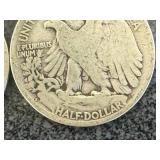 4 1917 Walking Liberty Half Dollars