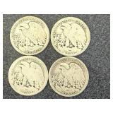 4 1917 Walking Liberty Half Dollars