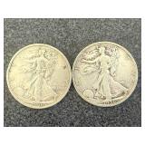 2 1936 S Walking Liberty Half Dollars