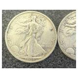 2 1936 S Walking Liberty Half Dollars