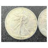 2 1941 D Walking Liberty Half Dollars
