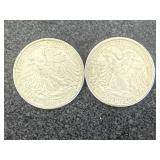2 1941 D Walking Liberty Half Dollars