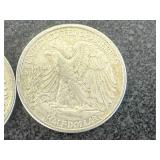 2 1941 D Walking Liberty Half Dollars