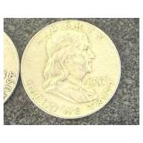 2 1957 D Franklin Half Dollars