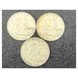 3 1962 D Franklin Half Dollars