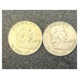 1951 S & 1951 P Franklin Half Dollars