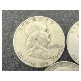 1952 S, D & P Franklin Half Dollars