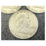 1952 S, D & P Franklin Half Dollars