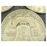 1952 S, D & P Franklin Half Dollars