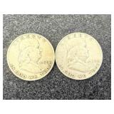 2 1952 D Franklin Half Dollars