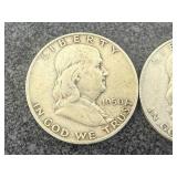 2 1952 D Franklin Half Dollars