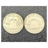 2 1952 D Franklin Half Dollars