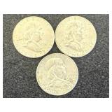 3 1963 D Franklin Half Dollars