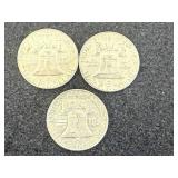 3 1963 D Franklin Half Dollars