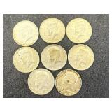 8 Kennedy Half Dollars 40% Silver