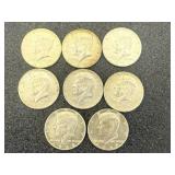 8 Kennedy Half Dollars 40% Silver