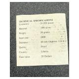 2000 Republic of Liberia $20 George Bush Coin 20 grams .999 Silver