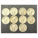 10 Standing Liberty Quarters