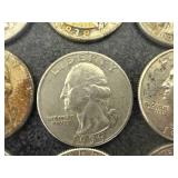 20 Silver Washington Quarters