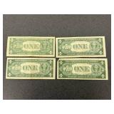4 US Mint $1 Silver Certificates