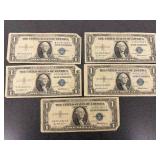 5 US Mint $1 Silver Certificates