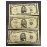 3 US Mint $5 Silver Certificates