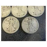 8 Walking Liberty Half Dollars