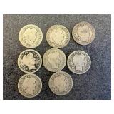 8 Mixed Date Barber Dimes