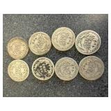8 Mixed Date Barber Dimes
