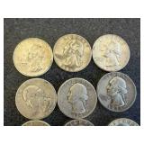 10 Silver Washington Quarters