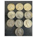 10 Silver Washington Quarters