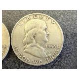 2 1954 Franklin Half Dollars