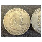 2 1954 Franklin Half Dollars