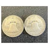 2 1954 Franklin Half Dollars