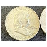 2 1954 Franklin Half Dollars