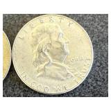 2 1954 Franklin Half Dollars