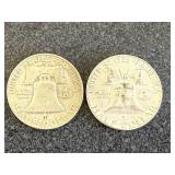 2 1954 Franklin Half Dollars