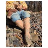 Heavy Vintage Concrete Yard/ Garden Statue - Boy Fishing