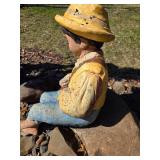 Heavy Vintage Concrete Yard/ Garden Statue - Boy Fishing