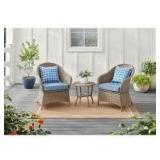 StyleWell Mayberry 3-Piece Metal Outdoor Bistro Set with Lake Cushions   Customer Returns See Pictures