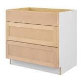 Hampton Bay 36 in. W x 24 in. D x 34.5 in. H Ready to Assemble Drawer Base Kitchen Cabinet in Unfinished with CLICKREADY Technology    Customer Returns See Pictures