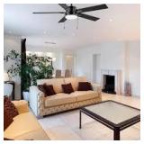 Hampton Bay 52 in. Corwin Indoor/Outdoor Matte Black LED Ceiling Fan with Light Kit    Customer Returns See Pictures