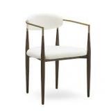 CHRISTOPHER KNIGHT HOME Beige Fabric Upholstered Dining Chairs with Coffee Gold and Black Metal Legs, (Set of 2)     Customer Returns See Pictures