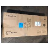 Nathan James Cohen 24 in. Mid-Century Modern Wood Counter Height Bar Stool, with Woven Faux Leather Back for Kitchen, Black     Customer Returns See Pictures